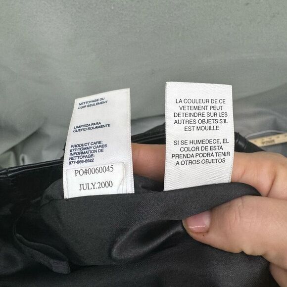 Vintage Y2K Tommy Hilfiger Straight Leg Black Genuine Leather Pants Size 4 STUNN - Picture 6 of 12